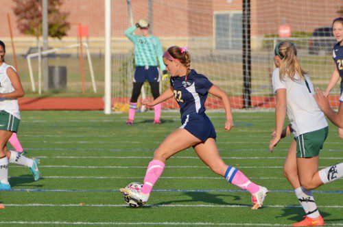 SENIOR CAPTAIN Emily Scollard (22) was named as the Cape Ann League Small Division Player of the Year last week. Scollard has scored four goals and dished out seven assists this season.                                                                                                                                                                        (File Photo)