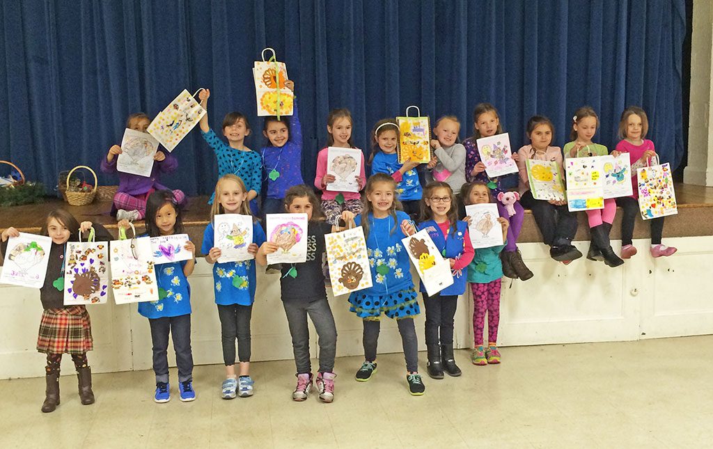 DAISY TROOP 66174 welcomed old and new members this past week. They decorated festive Thanksgiving bags for the Interfaith Food Pantry. The Daisies also participated in the Color A Smile program, having their cheerful drawings sent to senior citizens and our troops overseas.