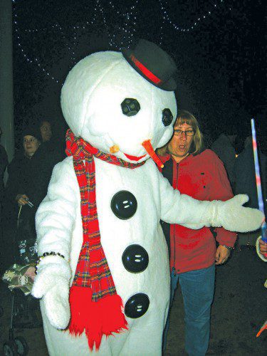 A RARE PHOTOGRAPH of Frosty the Snowman was captured this weekend when the Cool One made an early visit to the Common to check out the weather and the lights.
