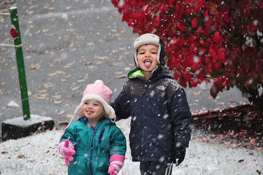 ASHLEY AND TYLER BELLANDI seem to have a keen sense of winter as they stepped outdoors recently. (Katie Bellandi Photo)