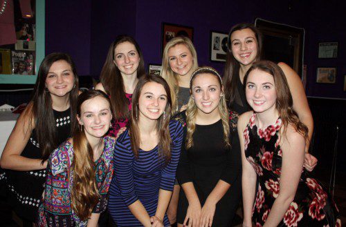 The Wakefield Memorial High School varsity dance named its 2015 captains at the team’s recent banquet and they are pictured with the ‘14 captains. In the front row (from left to right) are ‘15 captains Maddie Flemming, Allie Margerison, Jenna Stackhouse, and Shannon Fairweather. In the back row (from left to right) are ‘14 captains Devon Guanci, Carolyn Harney, Grace Fanikos, and Daniella Iannuzzi.