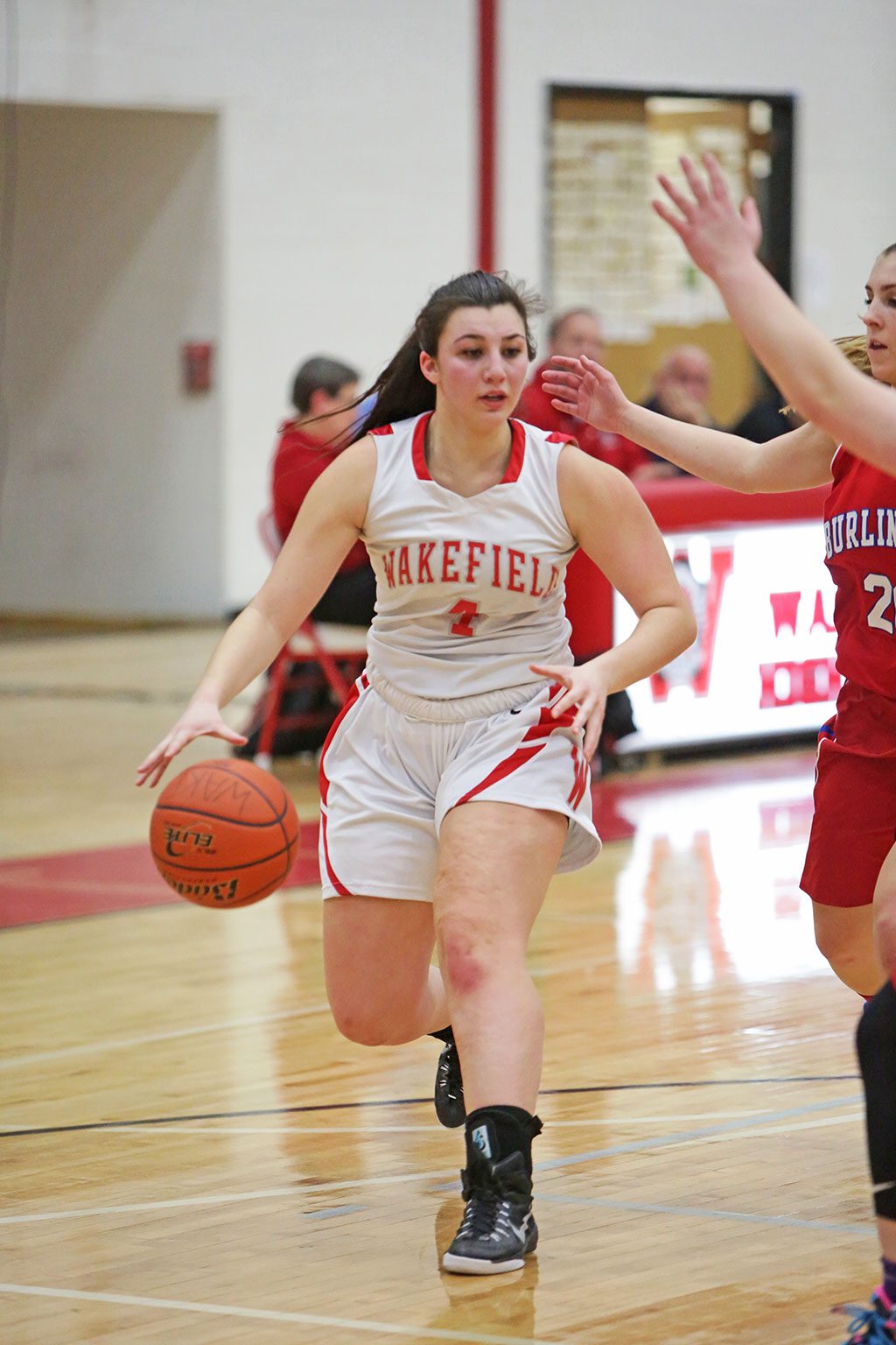 DANIELLA IANNUZZI, a senior forward, netted 12 points and led Wakefield in scoring in the Warriors’ game against Hingham last night in the first round of the General Patton Tournament at Hamilton-Wenham Regional High School. Wakefield lost, 56-36. (Donna Larsson File Photo)