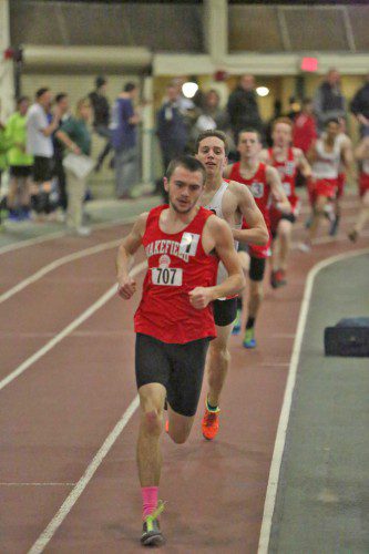JACKSON GALLAGHER, a senior, ran his last 600 meter race in the New England Championships and captured second overall in a time of 1:20.60. Gallagher will be moving on to indoor nationals where he will be running the 400.  (Donna Larsson File Photo)