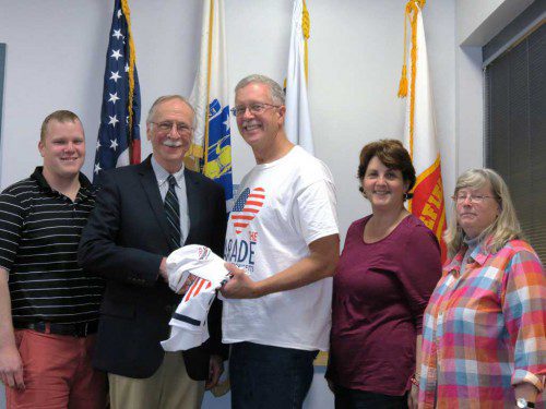 FROM THE LEFT ARE Wakefield Independence Day Parade Committee member Paul Watts, Grand Marshal Bill Chetwynd, Vice-Chairman Dave Sidebottom and committee members Marietta Schwartz and Cheryl Dalton