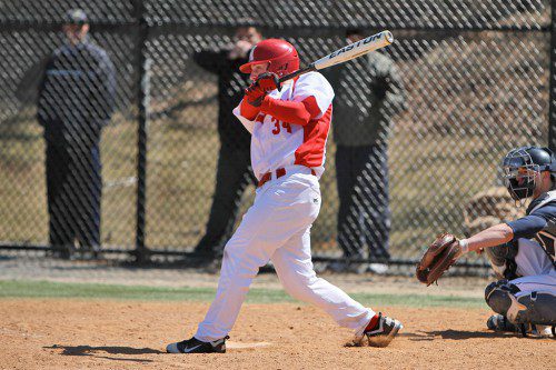 THE MELROSE Red Raider baseball team split during their opening week of play. Pictured is senior slugger Jack Hickey. (file photo) 