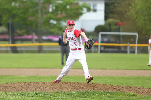SHAWN SMEGLIN, a senior right-hander, earned the save in two innings of relief and had two hits at the plate in Wakefield’s 3-1 triumph over Stoneham on Friday at Stoneham High School. (Donna Larsson File Photo)