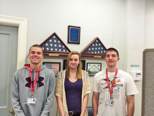 FROM THE LEFT ARE Michael Roscigno, Sabrina O’Brien, and Daniel Munday, who are working for six weeks as Melrose Police student interns. (Courtesy Photo)
