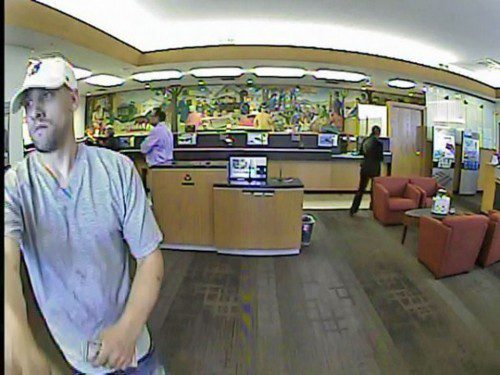 STONEHAM POLICE ARE looking for this man, suspected of robbing The Bank of America, 323 Main St., shortly after noon on Monday. 