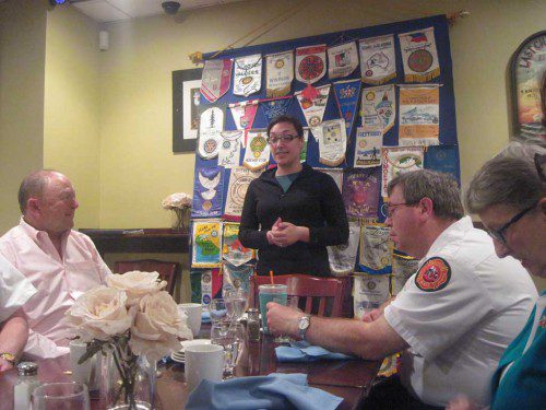 ALICIA REDDIN, Veterans Services Officer for Wakefield and Saugus, said at Tuesday’s Wakefield Rotary Club that widows of veterans are a large and underserved population. (Gail Lowe Photo)