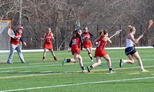 THE MHS Lady Raider lacrosse team fell in the opening round of playoffs 15-4 on Monday. (Donna Larsson photo)