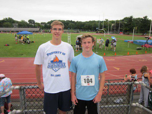 TWO MELROSE residents excelled at the Bay State Summer Games Track and Field event held at Tufts University. Ian Dolaher (on left) is son of Mark and Susan Dolaher and Liam Rittenburg is the son of Peter and Sue Rittenburg.