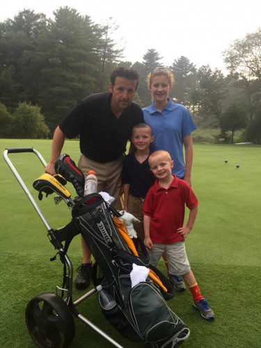 WAKEFIELD RESIDENT Patrick Maloney won the Sagamore Spring Golf Club Men’s Gross Championship this past weekend winning four matches in a highly competitive field. Along to cheer him on and to congratulate him on his win are his daughter Katherine Maloney and nephews Patrick and James.