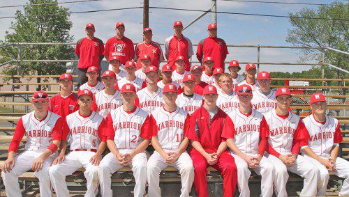 THE WARRIOR baseball team won its first league championship since 1989 and posted a 15-6 overall record. Members of the team included Mike Caraglia, Anthony Cecere, Neil Fitzgerald, Luke Martin, Andrew Patti, Shawn Smeglin, Joe Stackhouse, Joe Greer, Andrew Auld, Tighe Beck, Corey Imbriano, Paul McGunigle, Matt Mercurio, Mike Guanci, Adam Chanley, Max Marchino, Dylan Melanson, Zach Kane, Zach Thomas, Tim Hurley, Will Shea, Carmen Sorrentino, Ben Coccoluto and John Evangelista. The varsity coaching staff included head coach Keith Forbes and assistants Gus Dettorre and Jason Zerfas. The JV coach head coach was Tom Leahy and his was assisted by Brian Millea. The freshman head coach was Scott McGonigle. McGonigle was assisted by Chris Giantassio. (Donna Larsson Photo)