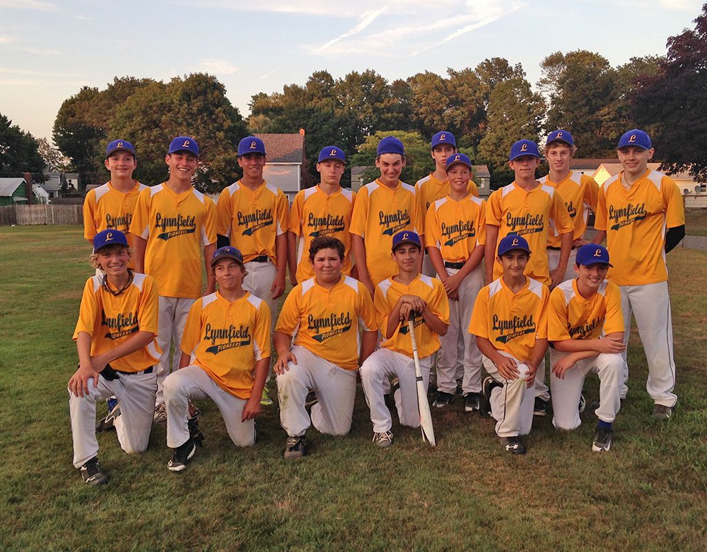 THE Lynnfield Pioneers participated in the Big Diamond Summer League, 13- to 15-year-old National Division, which consisted of teams from all over the North Shore. The Pioneers had a great season and finished the summer with an overall record of 14-1. Front row, from left, Jonathan Luders, Jaret Simpson, Cory Castinetti, Jeff Floramo, Robert Tashjian and David Gentile. Back row, from left, Michael Gentile, James MacLeod, Sal Marotta, Cole DiSilvio, Leo Quinn, Jaggar Benson, Aidan Kelly, Matt Fiori, Will Garofoli and Zach Rogers. Missing from the photo are players Chris Flannery, Matt Goguen and Max Sieger. (Courtesy Photo)