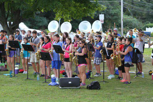 THE WMHS MARCHING BAND has been working hard on its music as the 2015 season begins tomorrow night at Landrigan Field. (Donna Larsson Photo)