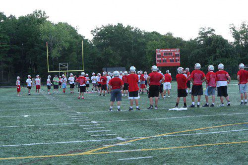 THE WMHS football team scrimmaged both Lynn English and Methuen this past week in preparation for Friday’s season opener against Beverly. (Donna Larsson Photo)