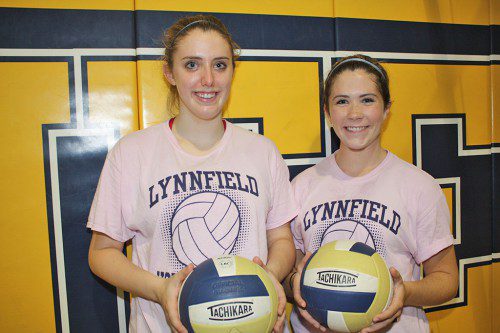 SENIOR CAPTAINS Mary Kate Deighan (left) and Jess Dwyer will be leading the volleyball team as the Pioneers begin its quest to win a sixth Division 3 North sectional title this fall. (Dan Tomasello Photo)
