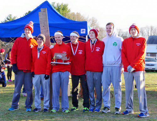 THE MELROSE Red Raider cross country team punched a ticket to this weekend's All-State meet with a second place finish in the Div. 4 Championship on Saturday. Kevin Wheelock and Adam Cook placed 2nd and 3rd respectively. (Paul Locke photo) 