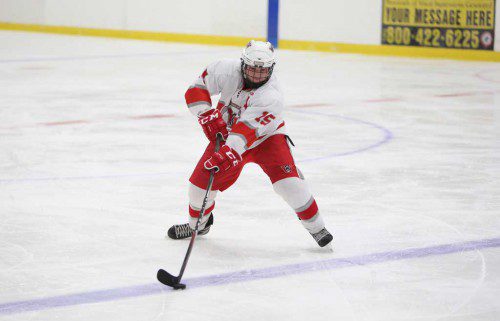 DYLAN MELANSON, a senior, returns to play on defense and is one of the four captains on the 2015-16 Warrior boys’ hockey team. Wakefield is seeking to improve on its two win season from a year ago. (Donna Larsson File Photo)
