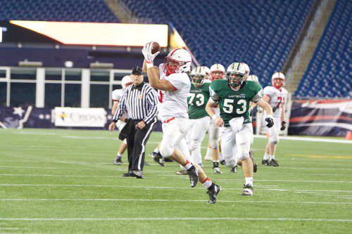 MAYBE NEXT year for the Red Raider football team. Melrose fell again to Dartmouth on Saturday, December 5 at the Div. 3 Super Bowl at Gillette Stadium by a score of 26-21, ending their impressive season at 12-1. (Donna Larsson photo) 
