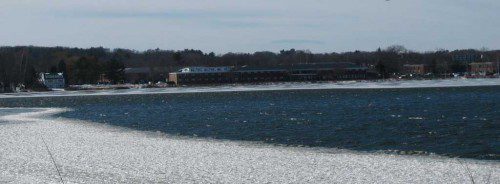 A FRIGID WIND raised white caps on what was left of open water yesterday on Lake Quannapowitt. If these temperatures continue, the Lake will be covered in ice by Monday. (Mark Sardella Photo)