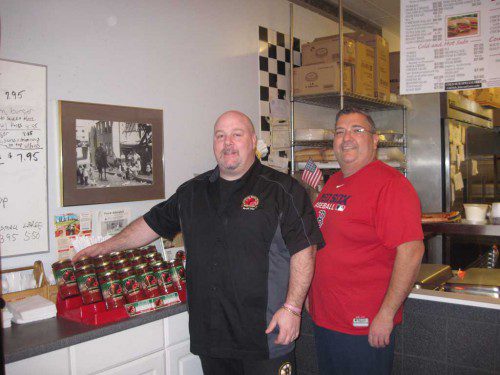 SINCE launching Italian Tomato Co. two years ago, business partners Michael “Mike” DiCorato (left) and John Micieli’s marinara sauce is steadily gaining ground. (Gail Lowe Photo) 