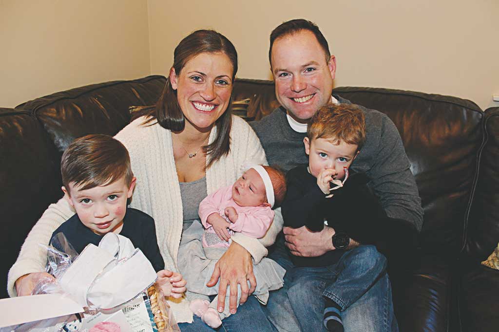PRESENTING the winner of the Transcript’s 2017 First Baby of the New Year contest, Julianna Diane Burnham, who was born on January 11, 2017 at 5:14 a.m. She was welcomed by her parents, Jenn and Jon Burnham of North Reading, and big brothers JJ, 3 (left) and James, 20 months. (Maureen Doherty Photo)