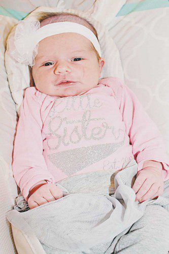 JULIANNA DIANE BURNHAM is the 11th winner of the Transcript’s annual First Baby of the New Year contest. She is named after maternal aunt, Julie, and her maternal late grandmother, Diane Lamusta. (Maureen Doherty Photo)