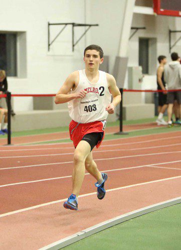 THE MELROSE long distance medley relay team broke the Div. 4 state record this weekend. The quartet included runner Kevin Wheelock (pictured). (Donna Larsson photo) 