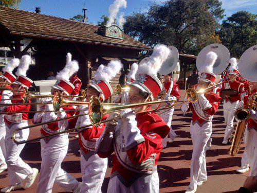 THE WARRIOR MARCHING BAND was on the Avenue of the Stars performing for the crowd at Disney World last weekend. (Photo courtesy of Elizabeth Lowry)
