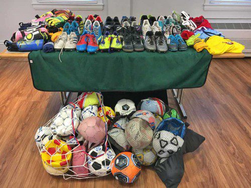 North Reading High School soccer players Jenna Barrows and Lauren Comeau recently held the first collection of “Cleats for Kids”. They collected gently used soccer equipment to be donated to a youth soccer program for a local community in need. The second collection will be held this Sunday, April 2nd from 10 a.m. to 2 p.m. at the Flint Memorial Library Activity Room. Help support “Cleats for Kids” and stop by to donate this Sunday!