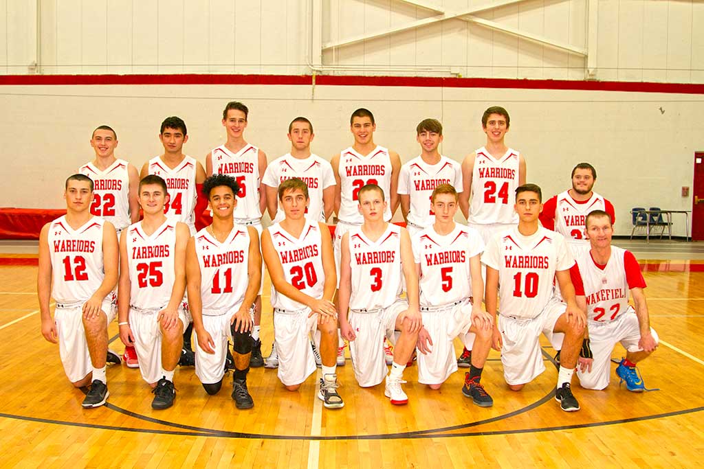 THE WHMS boys’ basketball team overcame a lot of adversity and clinched a state tournament berth this past winter season. In the front row (from left to right) are Devin O’Brien, Jack Shannon, Joe Carmilla-Smith, Max Hinchey, Andrew Miller, Ryan Marcus, Aidan Cusack, and Joe Elcewicz. In the second row (from left to right) are Ryan Murray, Andrew DeLeire, Calvin Connor, Alex McKenna, Kobey Nadeau, John Evangelista, Zach Price, and Zach Carito. (Donna Larsson Photo)