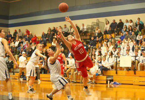 ALEX DOHERTY had 14 points for Melrose, but Melrose fell to Triton in the opening around of the D2 North playoffs, 53-51. (Donna Larsson photo) 