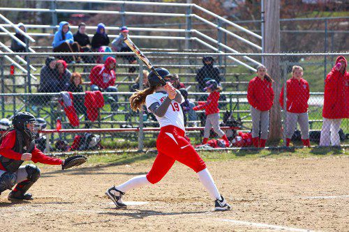 THE MELROSE Lady Raider softball team picked up a big win over Belmont on the road Tuesday, 9-3. Pictured is senior captain Victoria Crovo. 