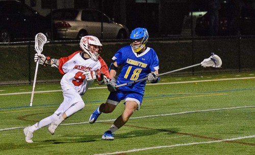 JUNIOR ANTHONY Ventura evades a defender for the MHS boy's lacrosse team, off to a strong 4-1 start to the season. (Steve Karampalas photo)
