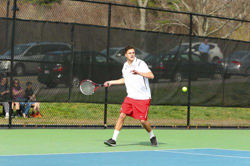 SENIOR CAPT. Jack Mays is among those who've helped lead Melrose boys' tennis into a tourney spot this season. (Donna Larsson photo) 