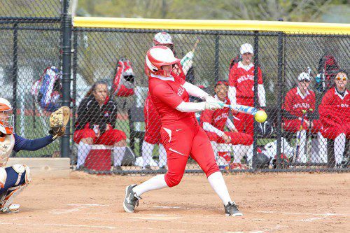 THE MELROSE Lady Raider softball team was edged by Wakefield on Monday, 5-2. (Donna Larsson photo) 