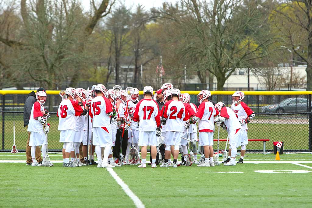 THE MELROSE Red Raider lacrosse team took a first round win in a close 10-9 win over Burlington. (Donna Larsson photo)