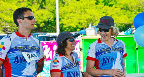 THE POSITIVE IMPACT made by Reid’s Ride was highlighted by, from left, Weston Sacco, Lorraine Sacco and Dr. Kathy Warren during the 13th annual bike-a-thon on Sunday. (Courtesy Photo)