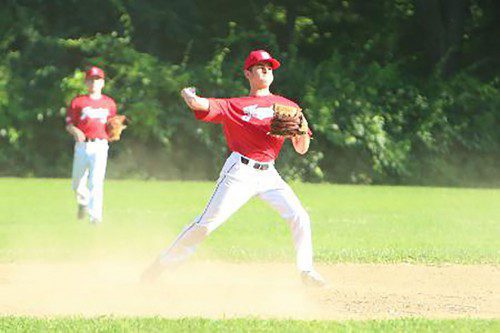 THE 14-YEAR-OLD Townies competed in the Lou Tompkins All-Star baseball league. Luke Hopkins was one of many players to work hard and improve their games over the summer. (Donna Larsson File Photos)